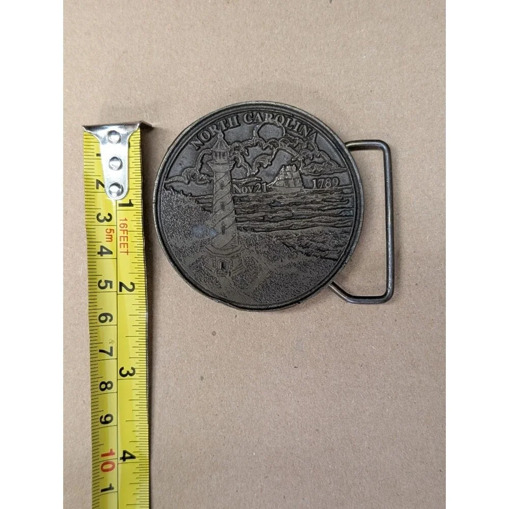 Vintage North Carolina Lighthouse Bronze Belt Buckle